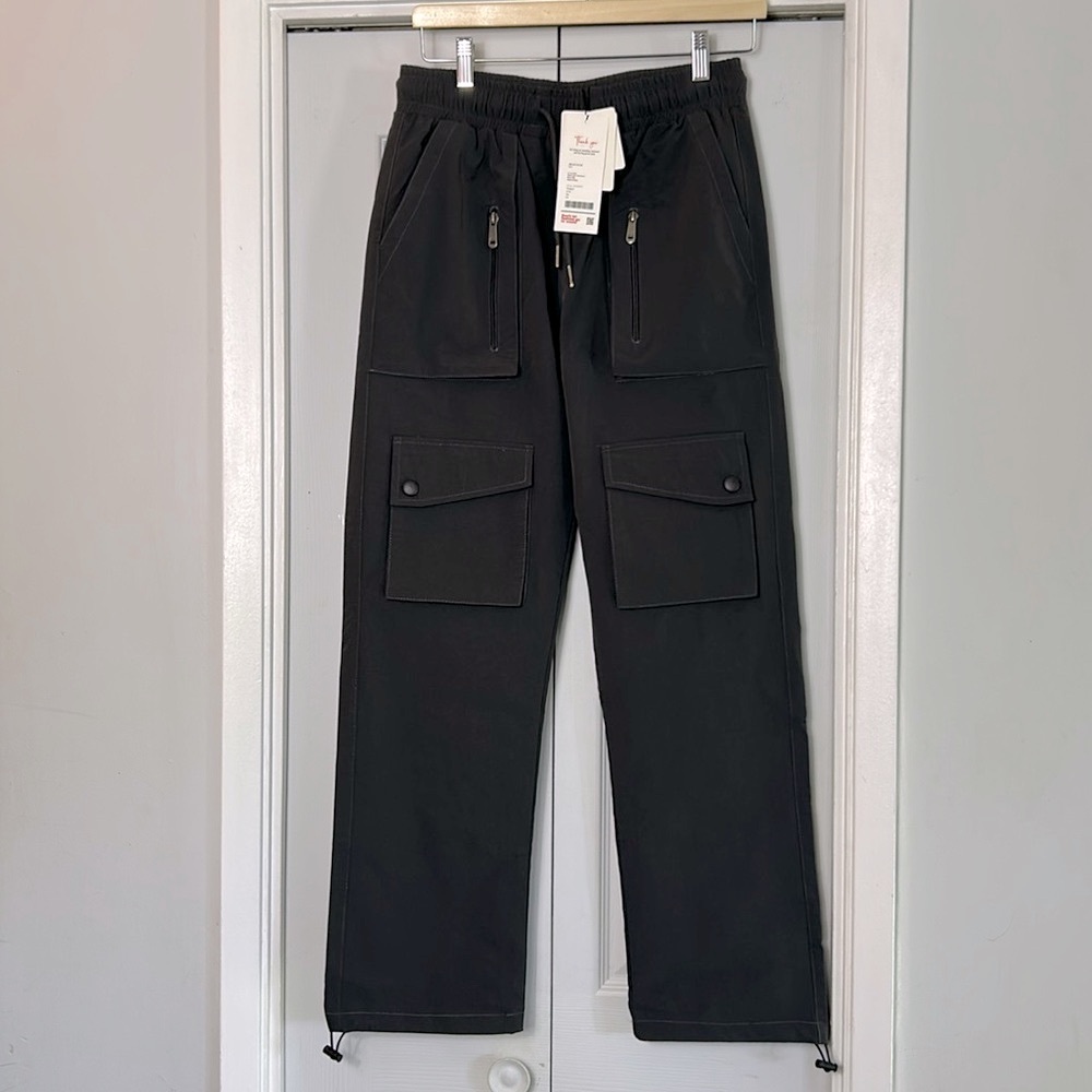 ZARA water and wind resistant Gray Cargo Pants with Elastic Waistband.